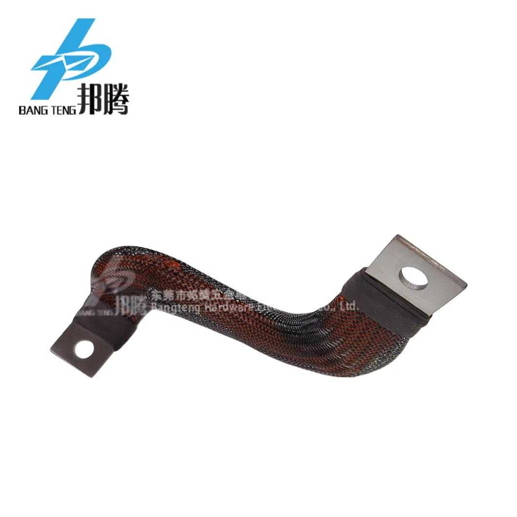 Custom Soft Copper Busbar Flexible Busbar with Weaving Mesh Tube and End Covers
