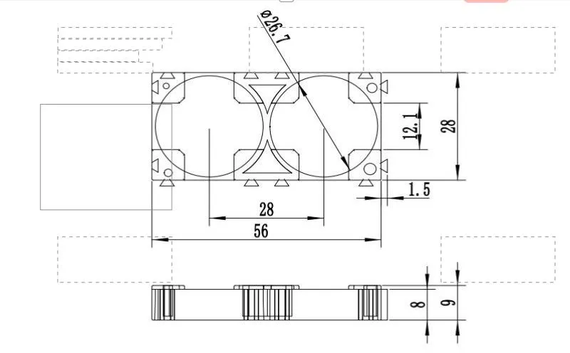 Factory Outlet 2p 26700 Cylindrical Battery Holder Case Bracket 26700 Battery Cell Holders