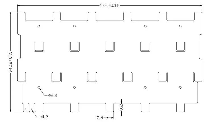 32650 2s5p Battery Nickel Tab, 33.4mm Spacing Nickel Plated Nickel Tab for 32650 Battery Pack Pure Nickel Price Lithium Battery Connector