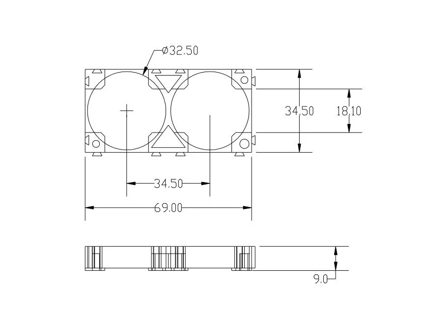 32650-2p Wholesale Battery Spacer Fireproof 32650 2p Plastic Lithium Battery Holder Bracket Battery Storage Battery Charger Plastic Cell Battery Holder